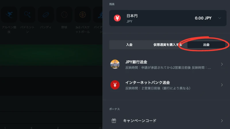 スポーツベットアイオー　出金方法2