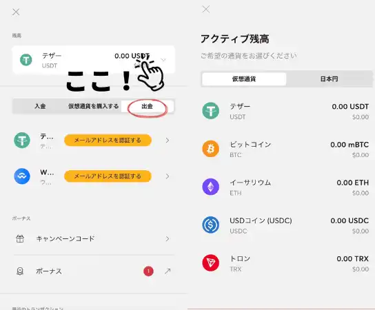 ビットカジノ(BitCasino)の出金方法2