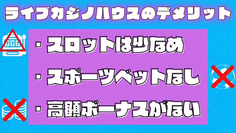 ライブカジノハウスのデメリット3選