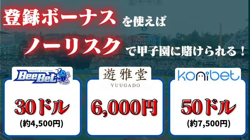 甲子園(高校野球)の賭けに使えるブックメーカーのボーナス