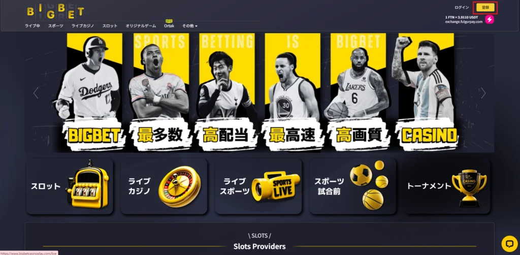 ビッグベットカジノ　登録方法1