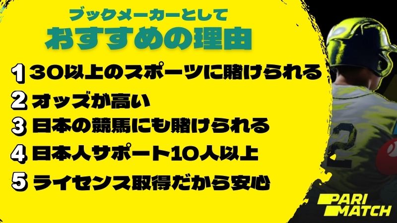 パリマッチ商標 ブックメーカー
おすすめ理由